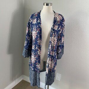 Knox Rose Womens Plus XXL Floral Kimono Cardigan Lightweight